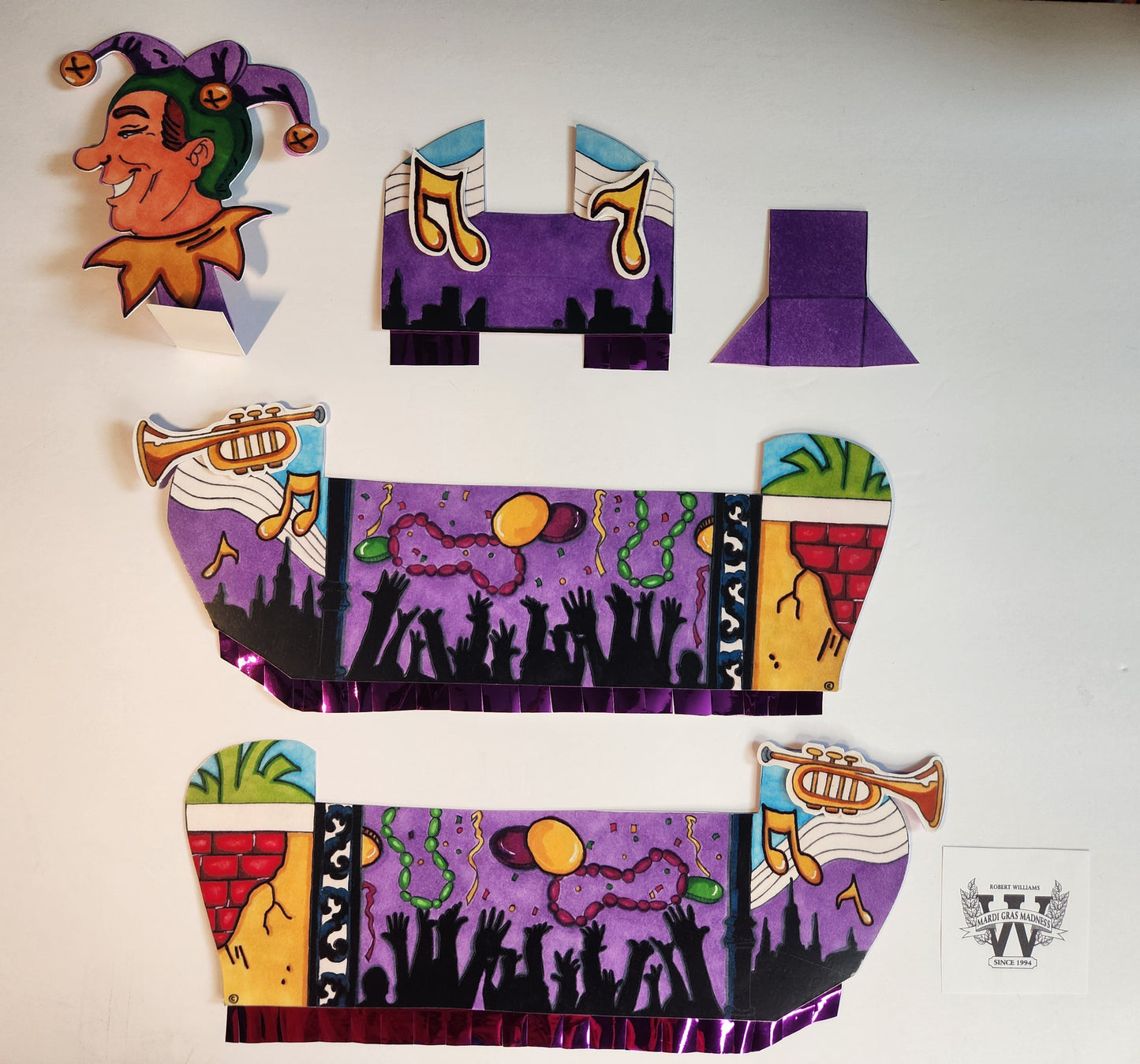Fat Tuesday New Orleans Style Miniature Double-Deck Mardi Gras Shoebox Parade Float Kit