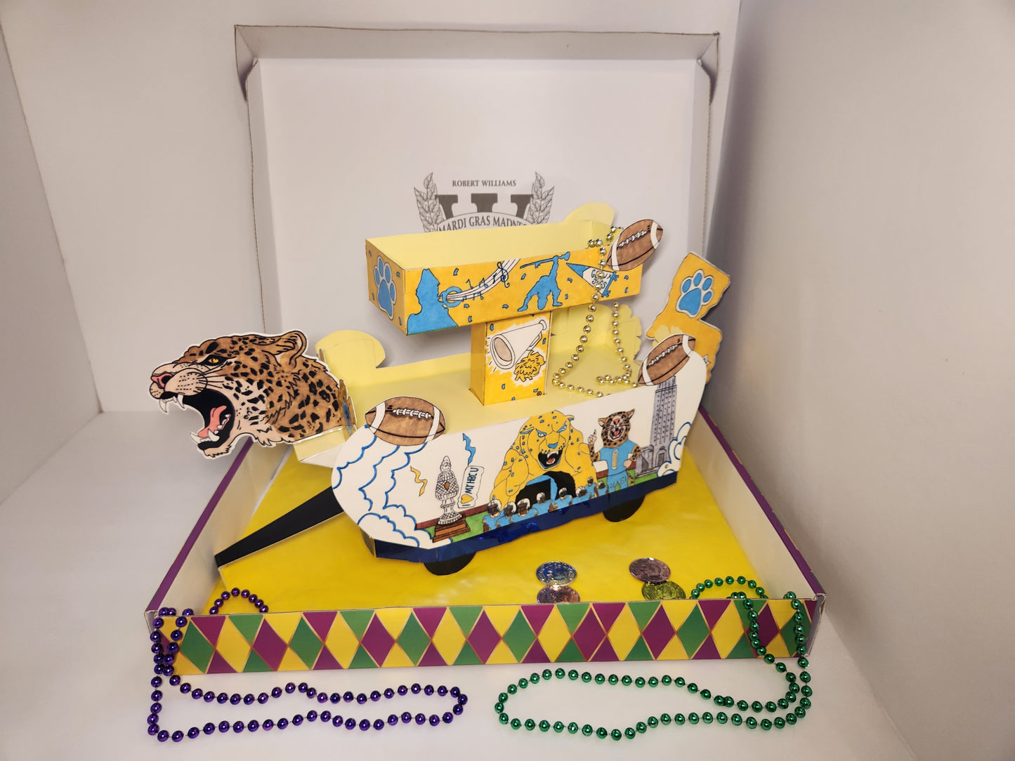 Blue & Gold  🏈  New Orleans Style Mardi Gras Miniature Double Deck Float Kit