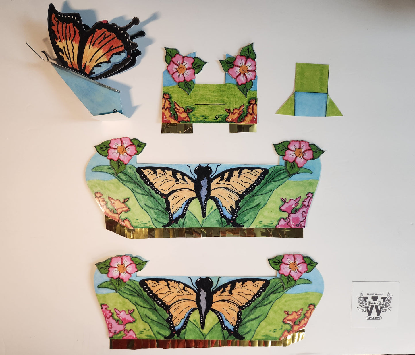 The Garden of Butterflies Mini Mardi Gras Double-Deck Shoebox Parade Float