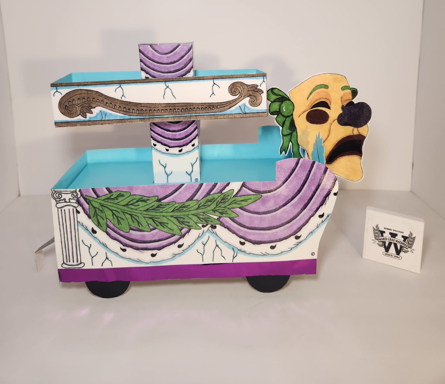 Drama Mask Mini Super Double-Deck Tandem Mardi Gras Shoebox Parade Float *Pre-Order Only
