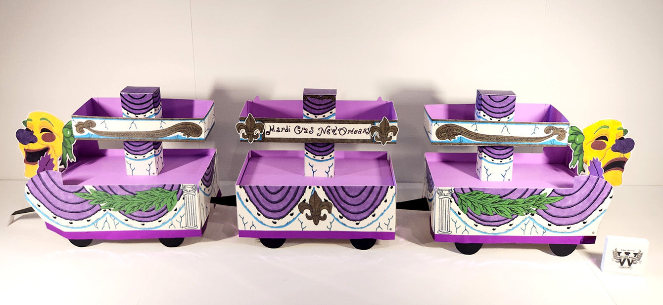 Drama Mask New Orleans Style Miniature Super Double-Deck Tandem Mardi Gras Shoebox Parade Float Kit 